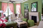 complementary pink green Дизайн гостиной 