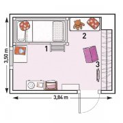 комнаты 17 кв дизайн балконом для двоих м с